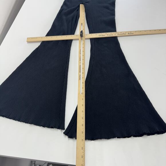 Aerie Pants Womens Small Black Ribbed Flare Bell Bottom Stretch Lounge Yoga - Picture 8 of 8